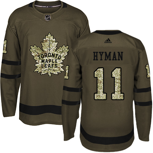 Adidas Maple Leafs #11 Zach Hyman Green Salute to Service Stitched NHL Jersey
